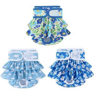 3 Pack Washable Dog Diapers Female Reusable Premium Highly Absorbent Ruffled L